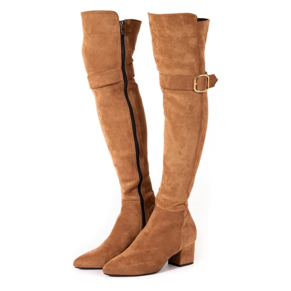 Over Knee Long Boots Fashion Boots Heels High Suede Leather Comfort Camel Brown